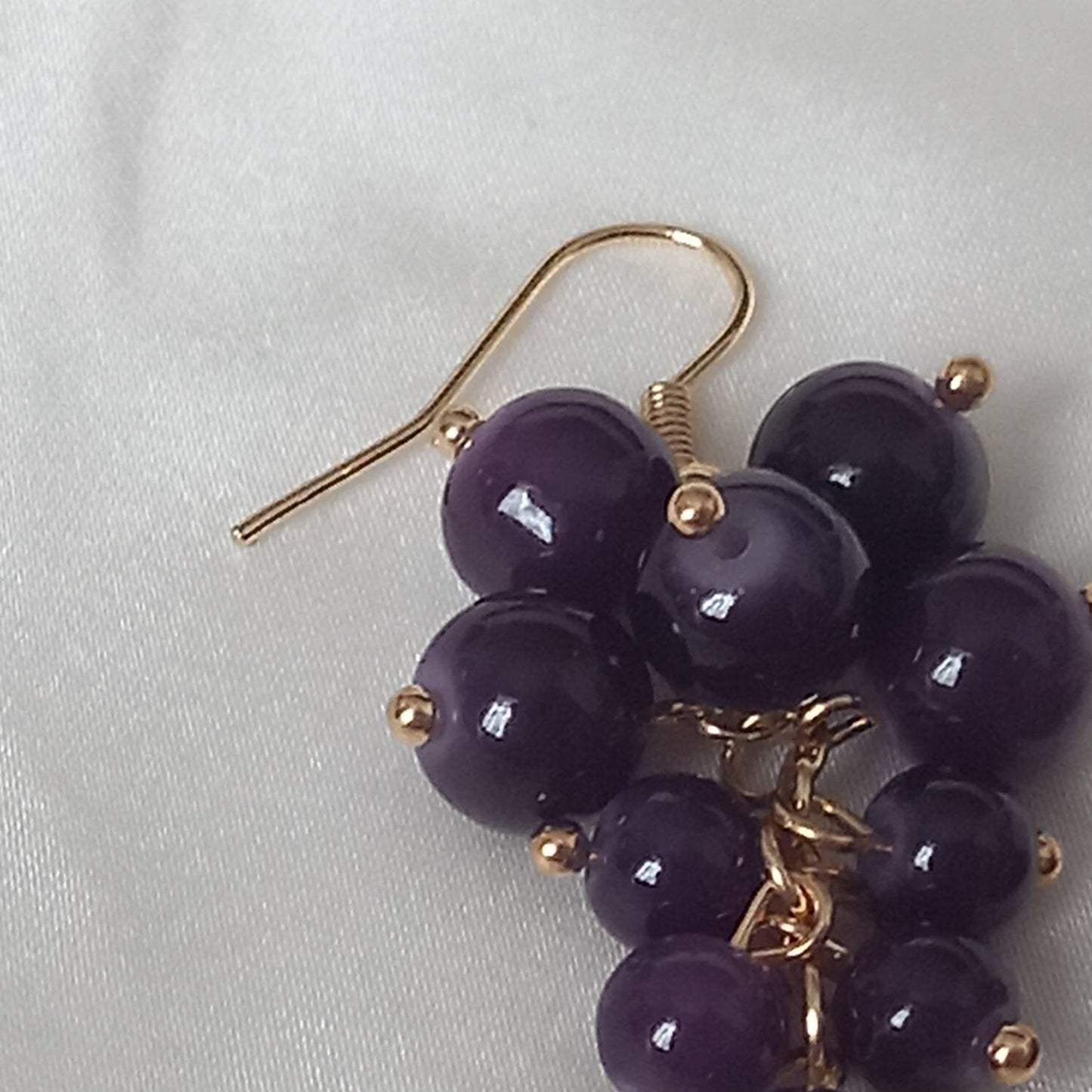 Purple Bead Grape Drop Earrings -  Bead Earrings, Bead Jewellery, Hanging Jewellery, Purple Accessories, Purple Earrings, Purple Jewellery