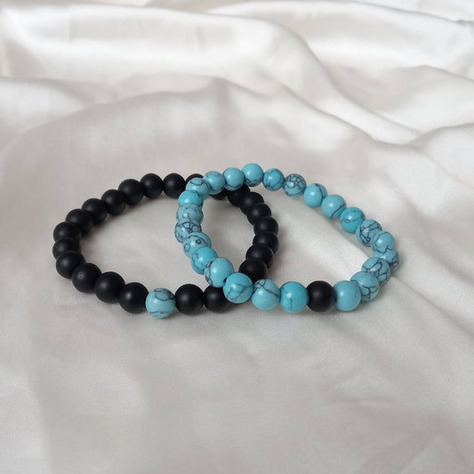 2 Matching Friendship Bead Bracelets - Bead Jewellery, Friendship Accessories, Bead Bracelets, Cute Bracelet, Black & Blue Jewellery