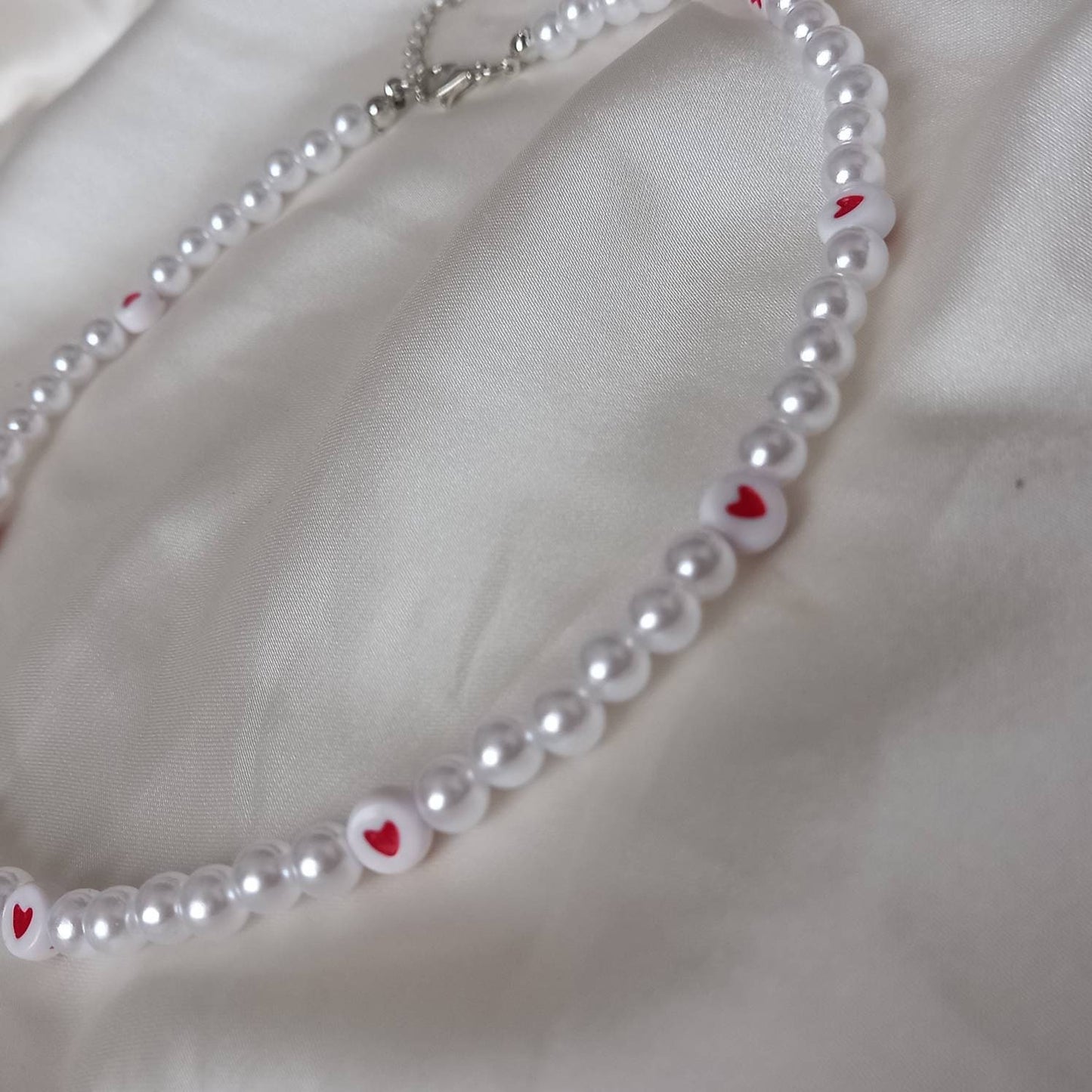 Love Heart Faux Pearl Necklace - Pearl Jewellery, Accessories,Classic Necklace,Bead Necklace,Classy Necklace,Cute Necklace,Fashion Jewellery