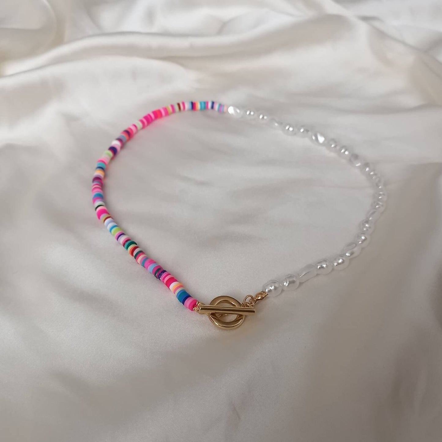 Faux Pearl Necklace - Pearl Jewellery, Accessories, Funky Necklace, Bead Necklace, Rainbow Necklace, Cute Necklace, Fashion Jewellery