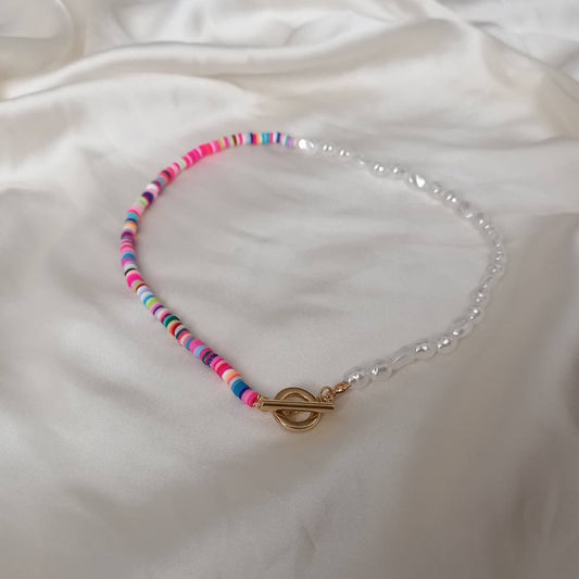 Faux Pearl Necklace - Pearl Jewellery, Accessories, Funky Necklace, Bead Necklace, Rainbow Necklace, Cute Necklace, Fashion Jewellery