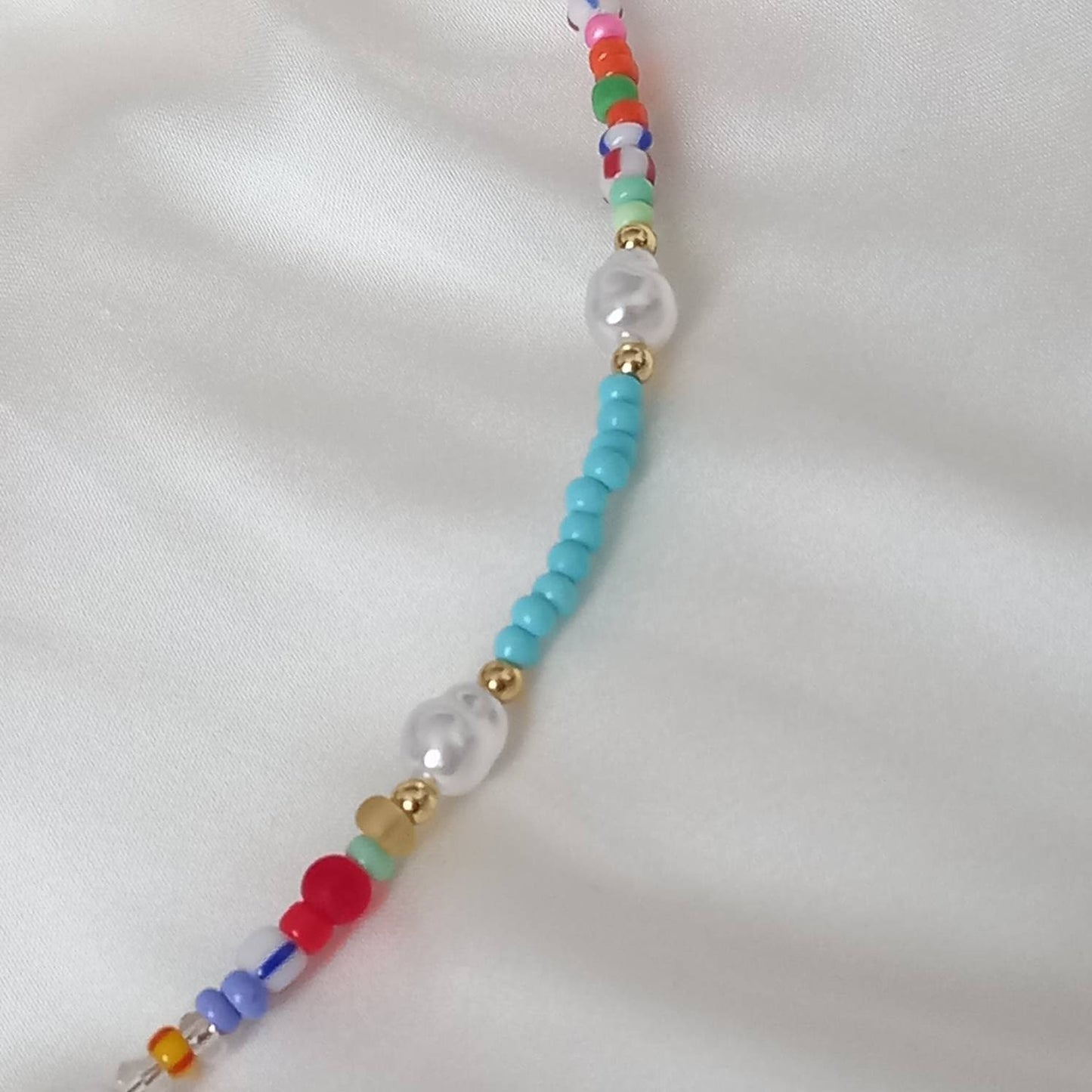 Faux Pearl & Bead Necklace - Pearl Jewellery, Accessories, Funky Necklace, Bead Necklace, Rainbow Necklace, Cute Necklace, Fashion Jewellery