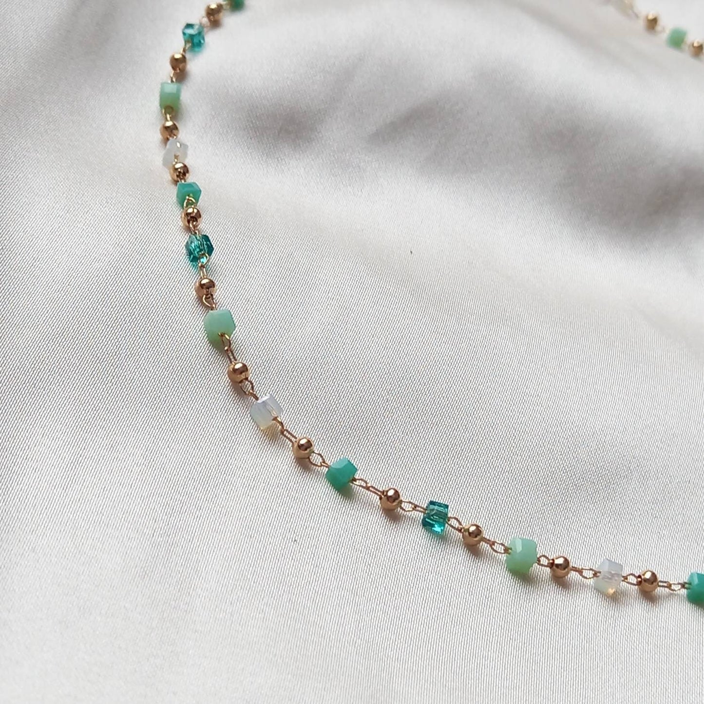 Blue & Gold Bead Choker Necklace - Gold Jewellery, Blue Accessories, Blue Choker Necklace, Gold Charm Necklace, Blue Bead Necklace