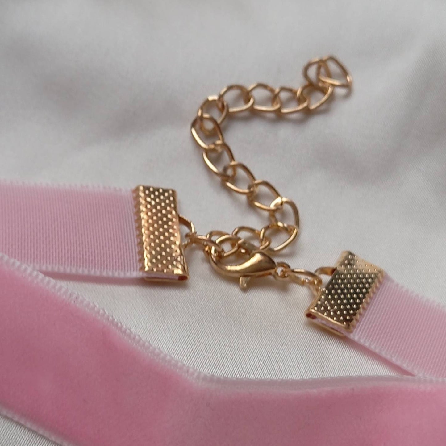 Pink & Gold Velvet Paw Print Choker Necklace - Pink Jewellery, Accessories,Velvet Necklace,Choker Necklace,Charm Necklace,Paw Charm Necklace