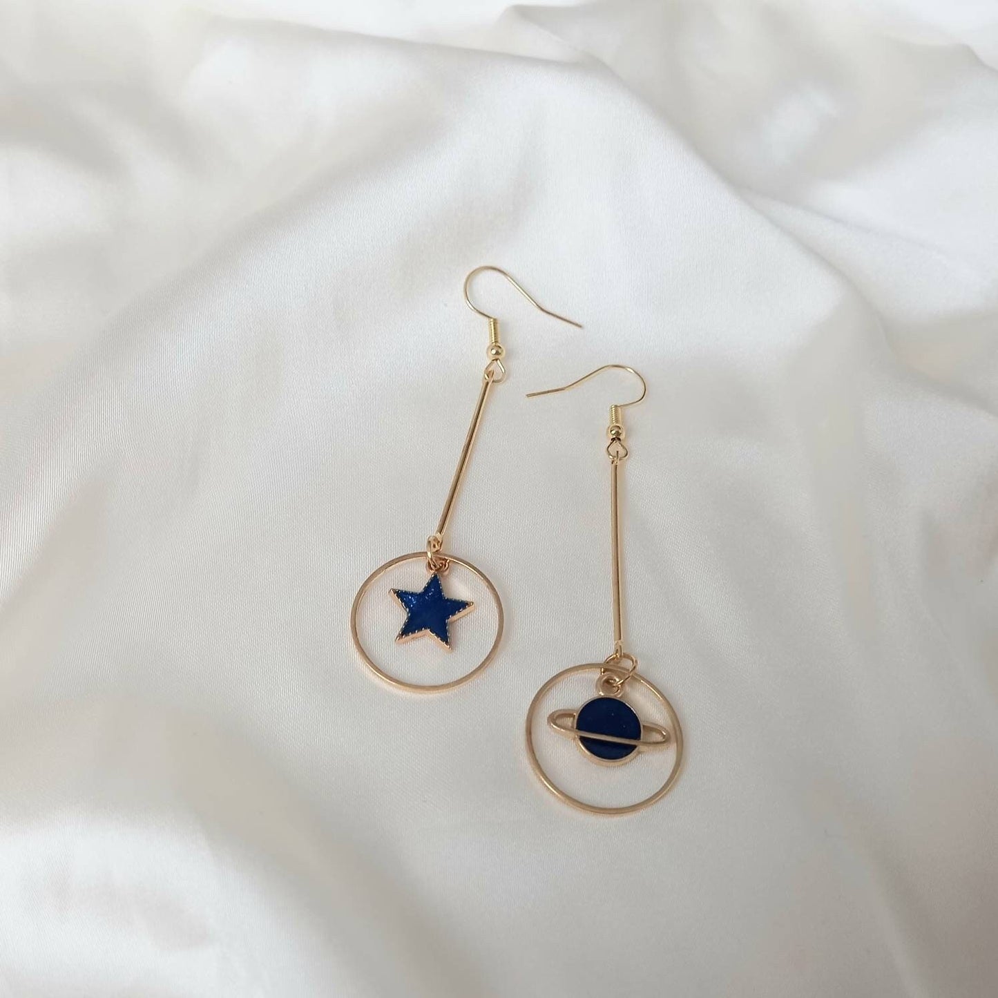 Space Drop Hoop Earrings -Star Earrings, Space Earrings, Space Jewellery, Unique Earrings,Space Lover Gift,Earrings In The UK,Astrology Gift