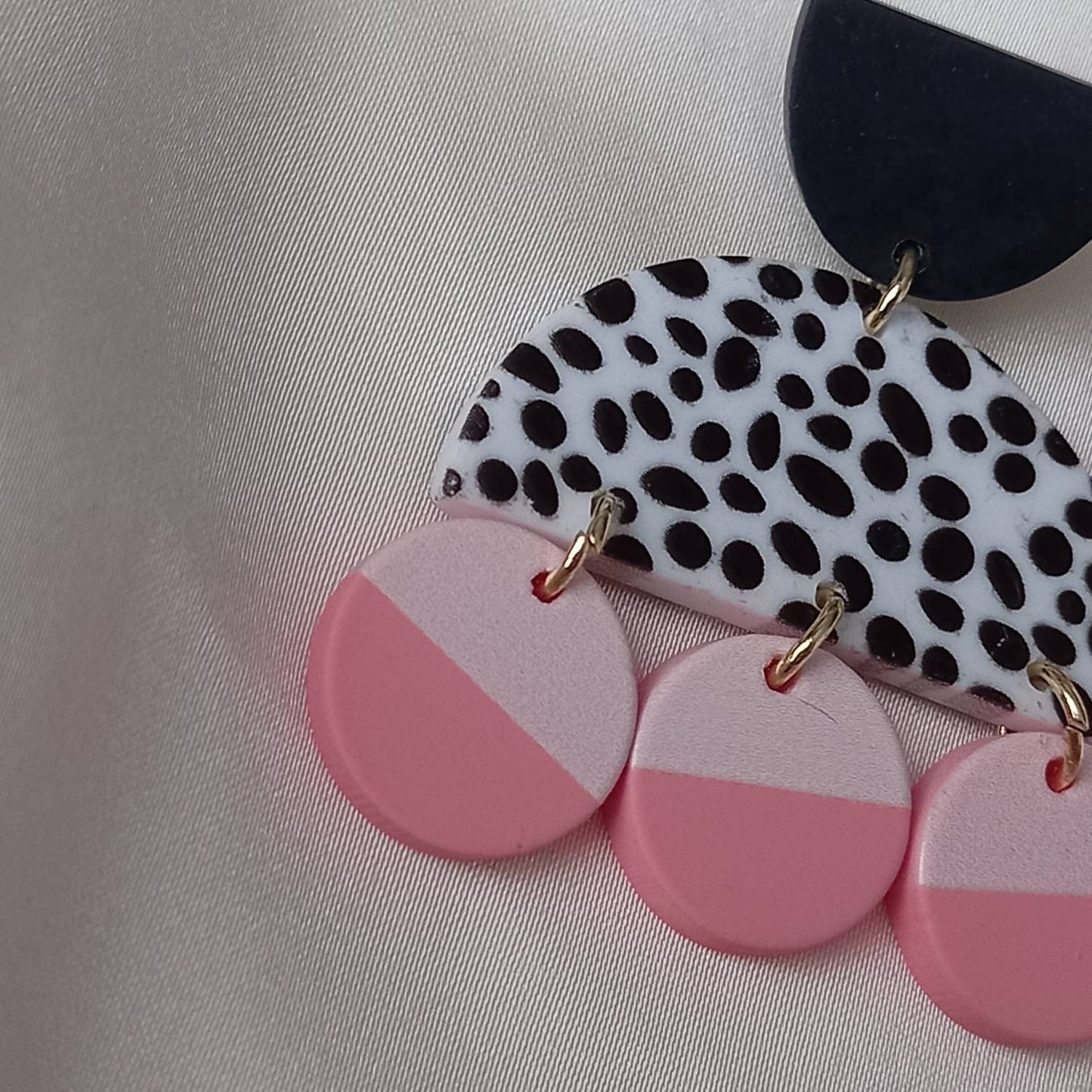 Abstract Pink & Black Drop Earrings -  Abstract Earrings, Unique Earrings, Chunky Earrings, Hanging Jewellery,Chunky Jewellery,Pink Earrings