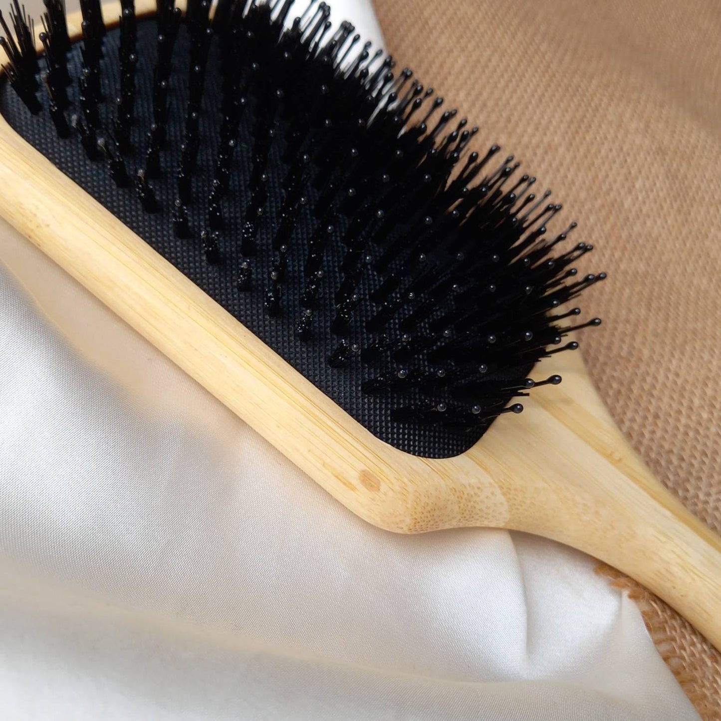 Sustainable Natural Wooden Bamboo Hair Brush - eco friendly, detangling brush, massage comb, healthy, growing hair, antistatic hair brush