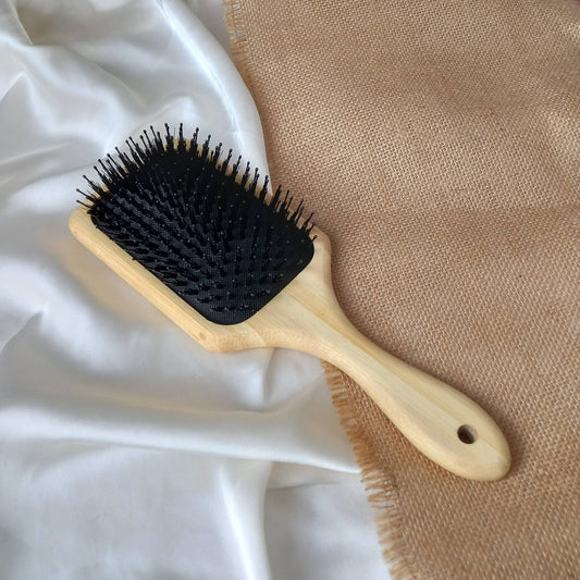 Sustainable Natural Wooden Bamboo Hair Brush - eco friendly, detangling brush, massage comb, healthy, growing hair, antistatic hair brush