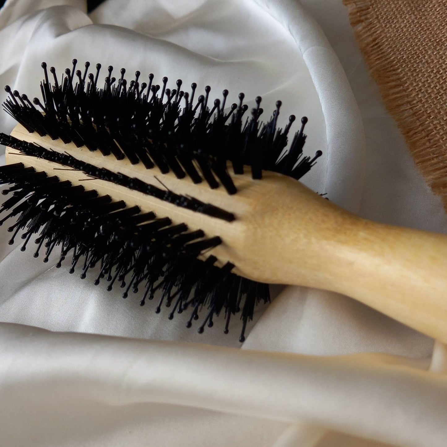 Sustainable Natural Wooden Bamboo Hair Brush - eco friendly, detangling brush, massage comb, healthy, growing hair, antistatic hair brush