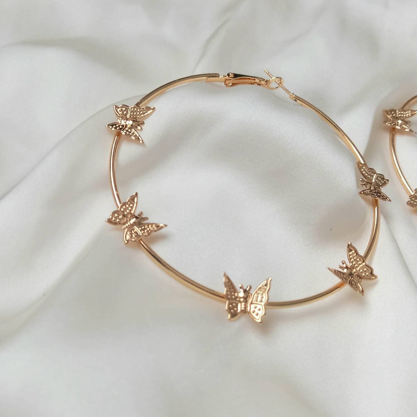Gold Butterfly Hoop Earrings - Lightweight Hoop Earrings, Butterfly Earrings, Hoop Earrings, Cute Earrings, Gold Earrings, Gold Jewellery