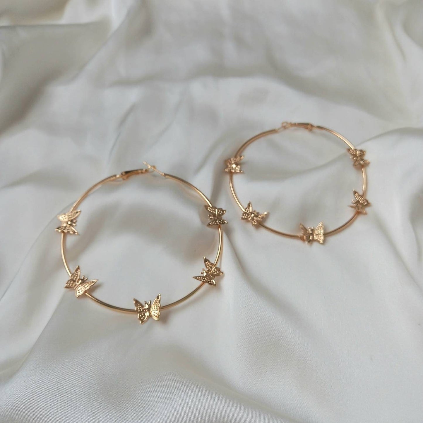 Gold Butterfly Hoop Earrings - Lightweight Hoop Earrings, Butterfly Earrings, Hoop Earrings, Cute Earrings, Gold Earrings, Gold Jewellery