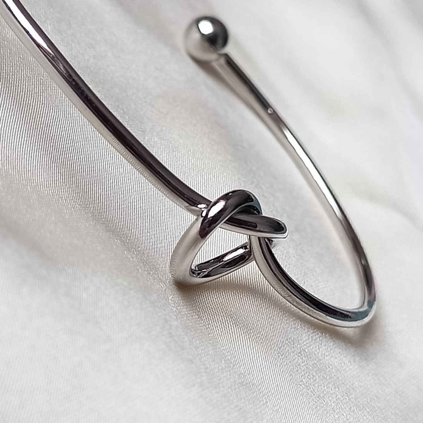 Silver Knot Bangle Bracelet - Silver Jewellery, Accessories, Silver Bangle, Bangle Jewellery, Minimal Bangle Bracelet, Gift For Her, Modern