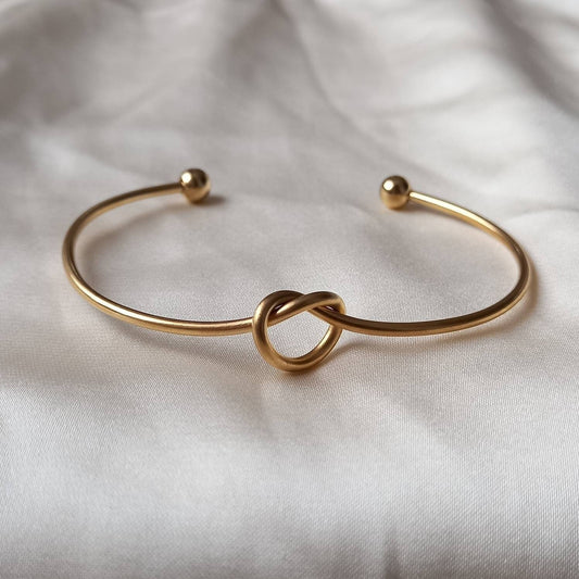 Gold Plated Knot Bangle Bracelet - Gold Jewellery, Accessories, Gold Bangle, Bangle Jewellery, Minimal Bangle Bracelet, Gift For Her, Modern
