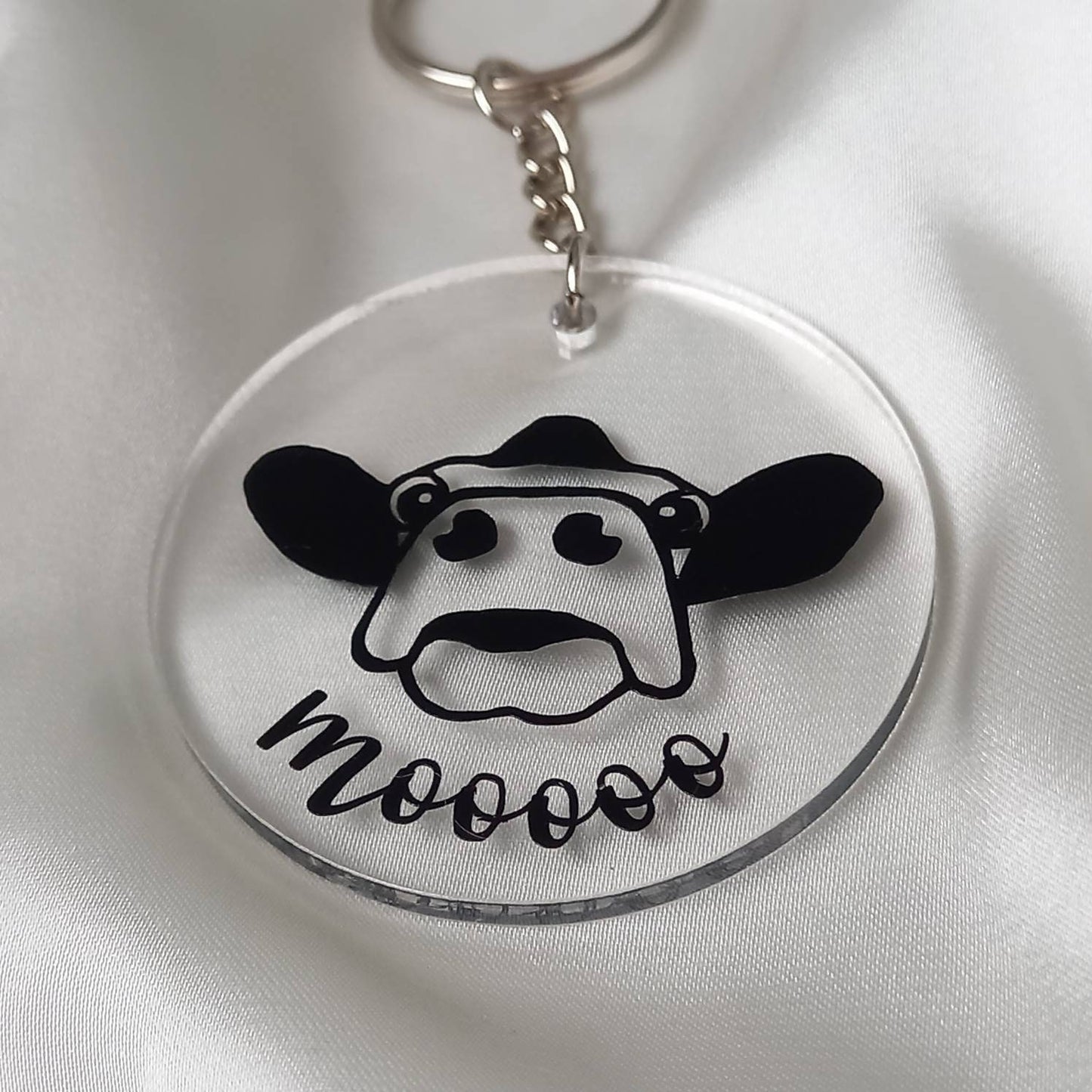 Cow Design Clear Keychain - Cow Keyring, Cow Gift, Cow Lover, Countryside Lover Gift, Outdoors Lover Gift, Cute Keychain Gift, Cute Keyring