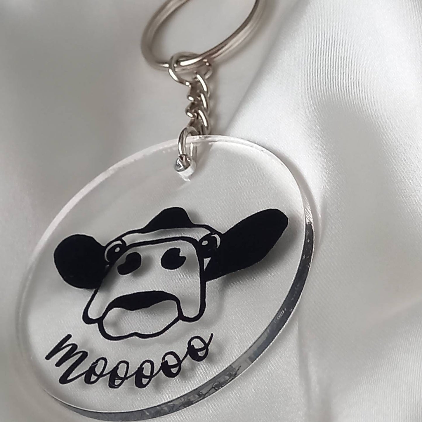 Cow Design Clear Keychain - Cow Keyring, Cow Gift, Cow Lover, Countryside Lover Gift, Outdoors Lover Gift, Cute Keychain Gift, Cute Keyring