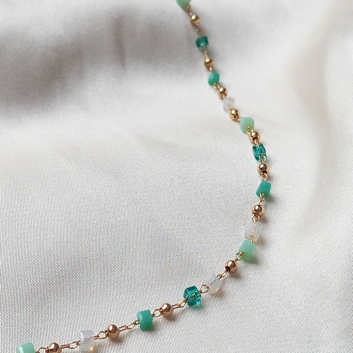 Blue & Gold Bead Choker Necklace - Gold Jewellery, Blue Accessories, Blue Choker Necklace, Gold Charm Necklace, Blue Bead Necklace