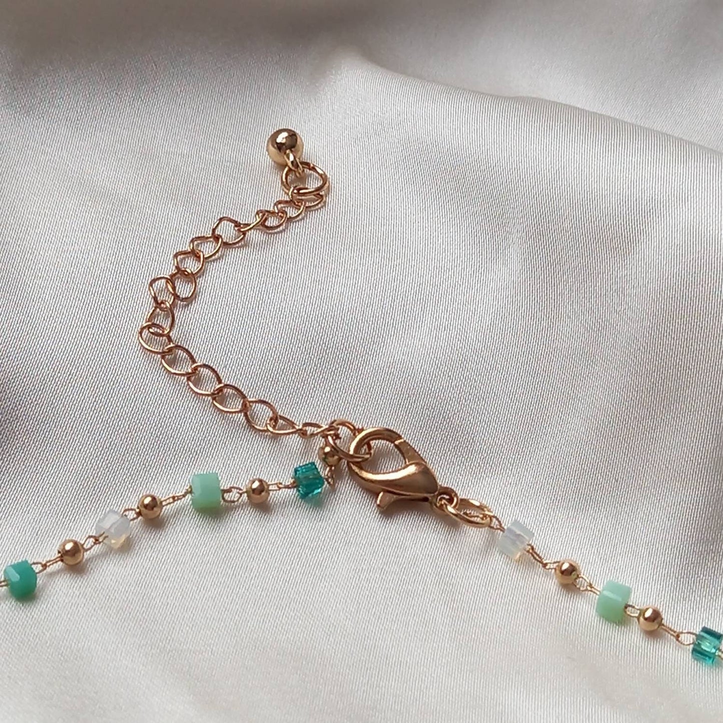 Blue & Gold Bead Choker Necklace - Gold Jewellery, Blue Accessories, Blue Choker Necklace, Gold Charm Necklace, Blue Bead Necklace