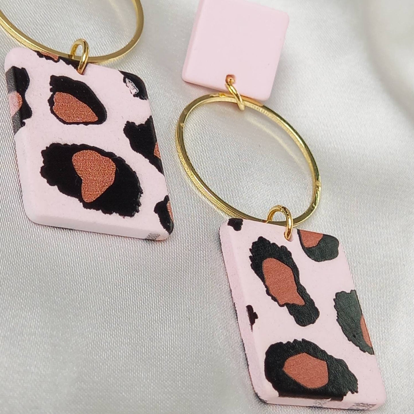 Pink Leopard Print Drop Earrings - Lightweight Earrings, Pink & Gold Earrings, Pink Earrings In The UK, Pink Drop Earrings In The UK