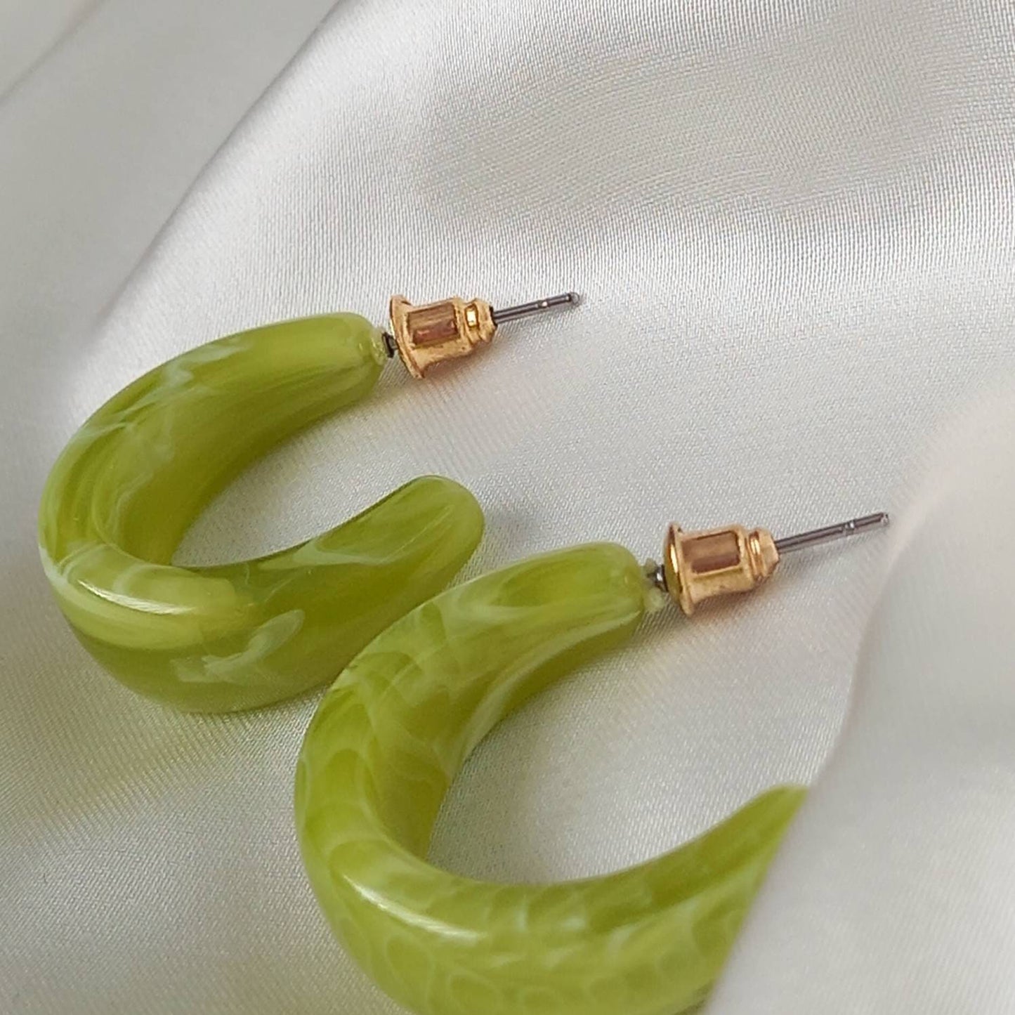 Chunky Green Resin Hoop Earrings -  Resin Earrings, Chunky Hoop Earrings, Thick Resin Earrings, Earrings In The UK, Hoop Earrings In The UK