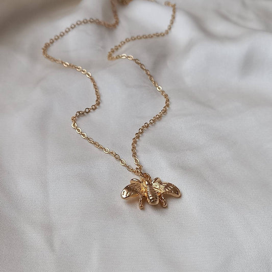 Gold Bumble Bee Necklace - Gold Jewellery, Accessories, Gold Bee Necklace, Bee Jewelley, Gold Necklace, Pendant Necklace, Insect Jewellery