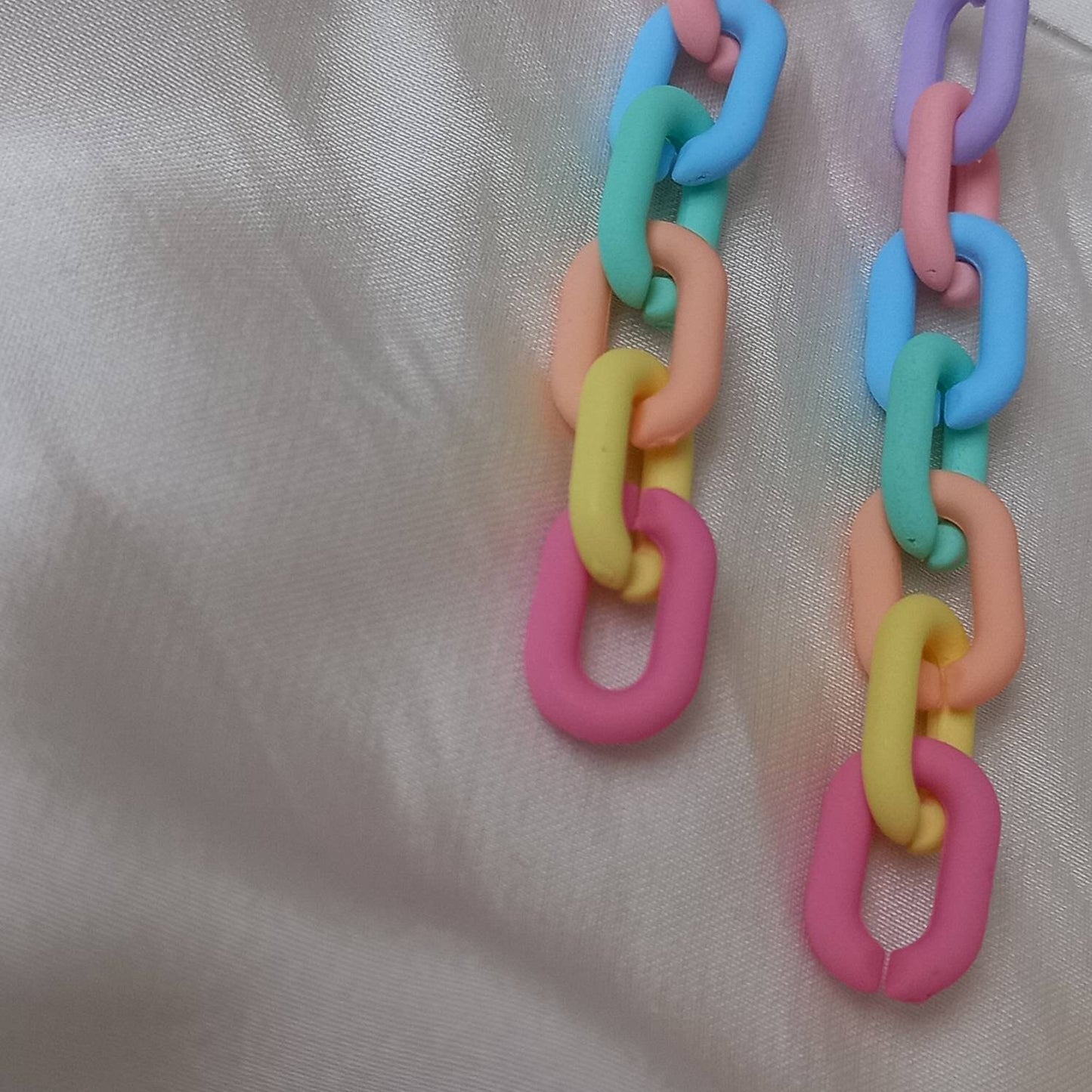 Rainbow Chain Drop Earrings - Rainbow Earrings, Pastel Rainbow Jewellery, Hanging Jewellery, Statement Accessories, Earrings In The UK