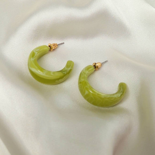 Chunky Green Resin Hoop Earrings -  Resin Earrings, Chunky Hoop Earrings, Thick Resin Earrings, Earrings In The UK, Hoop Earrings In The UK