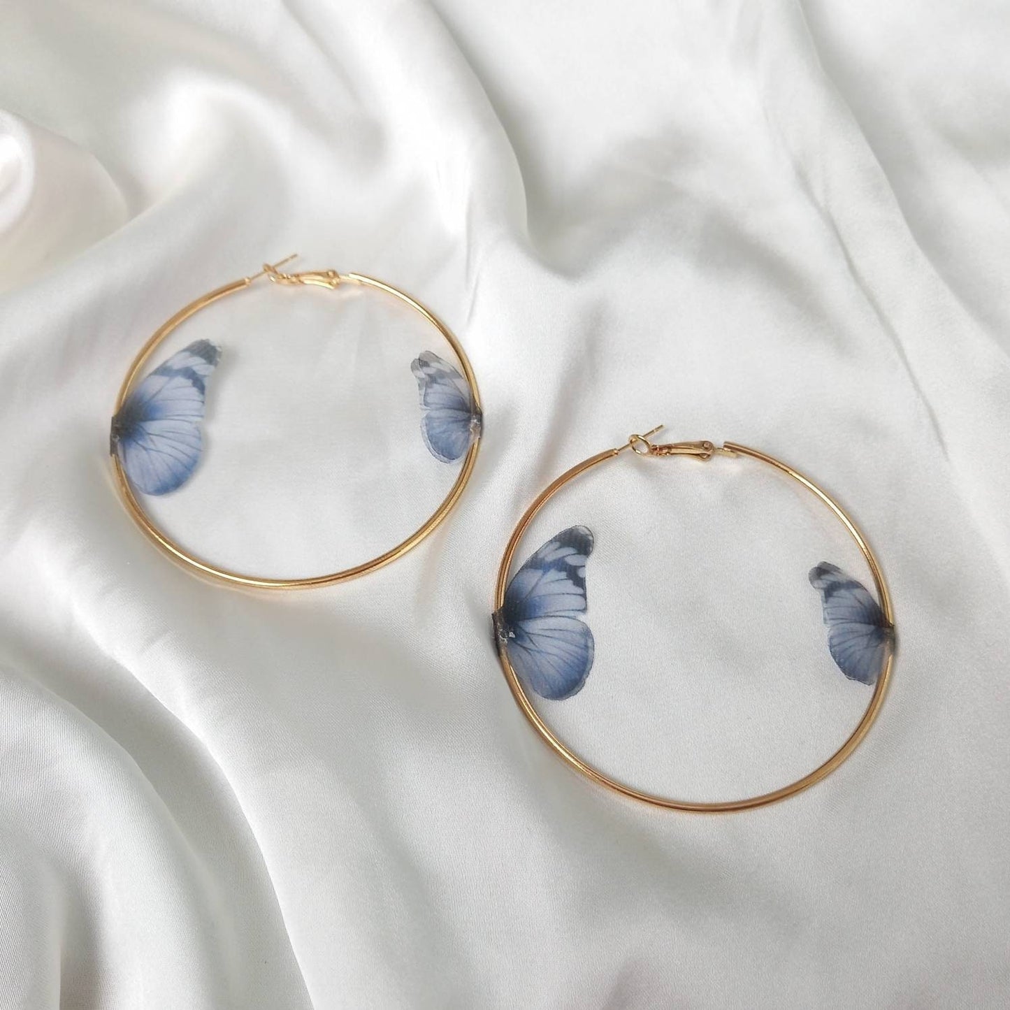 Gold Butterfly Hoop Earrings - Lightweight Hoop Earrings, Butterfly Earrings, Hoop Earrings, Cute Earrings, Gold Earrings, Gold Jewellery
