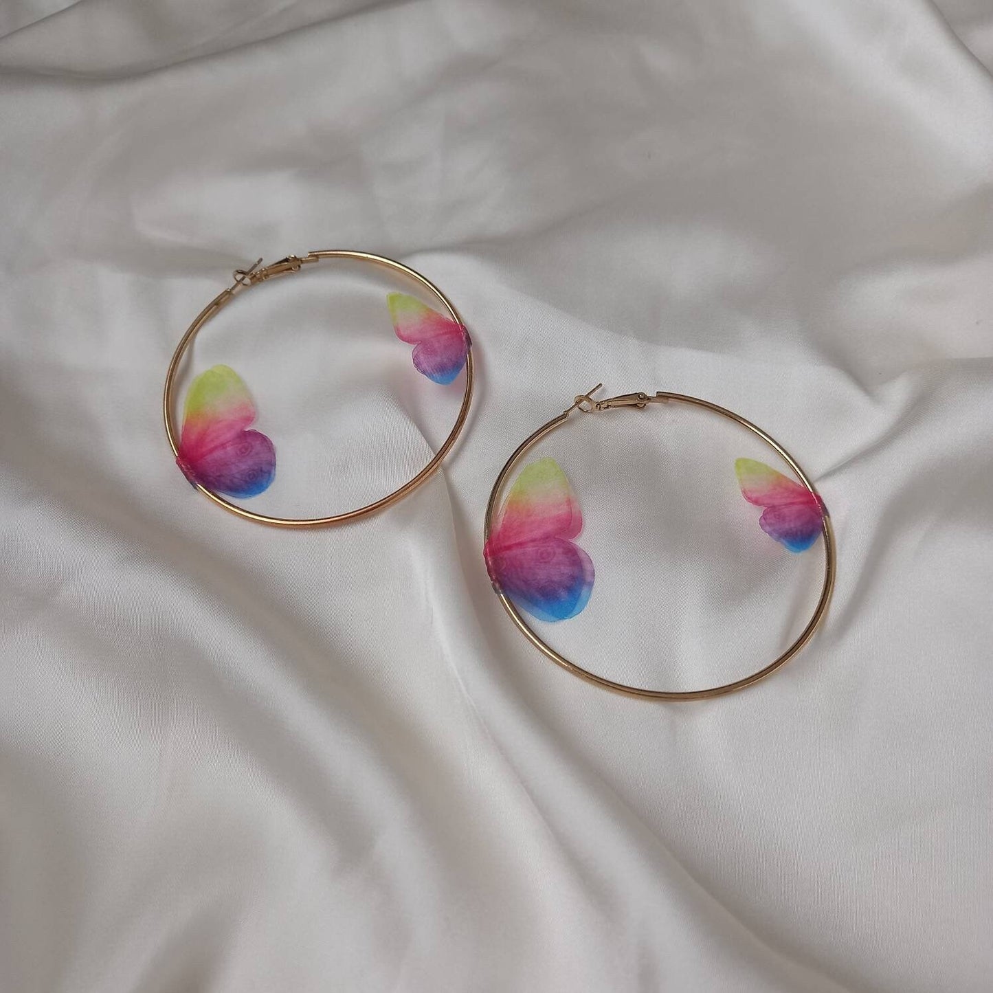 Gold Butterfly Hoop Earrings - Lightweight Hoop Earrings, Butterfly Earrings, Hoop Earrings, Cute Earrings, Gold Earrings, Gold Jewellery