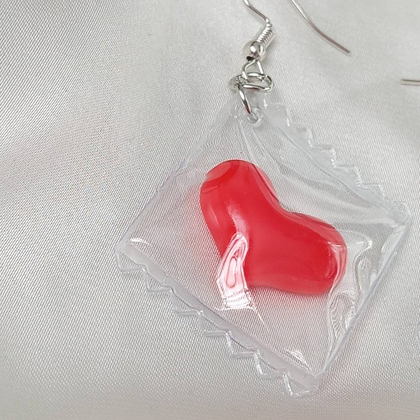 Red Heart Sweets Earrings -  Sweet Earrings,Novelty Earrings,Heart Earrings,Red Earrings,Funky Earrings,Unique Earrings,Earrings In The UK