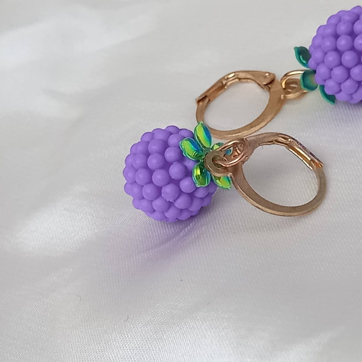 Purple Flower Drop Earrings - Purple Flower Earrings,Flower Jewlellery,Gold Earrings,Purple Jewellery,Earrings In the UK,Jewellery In The UK