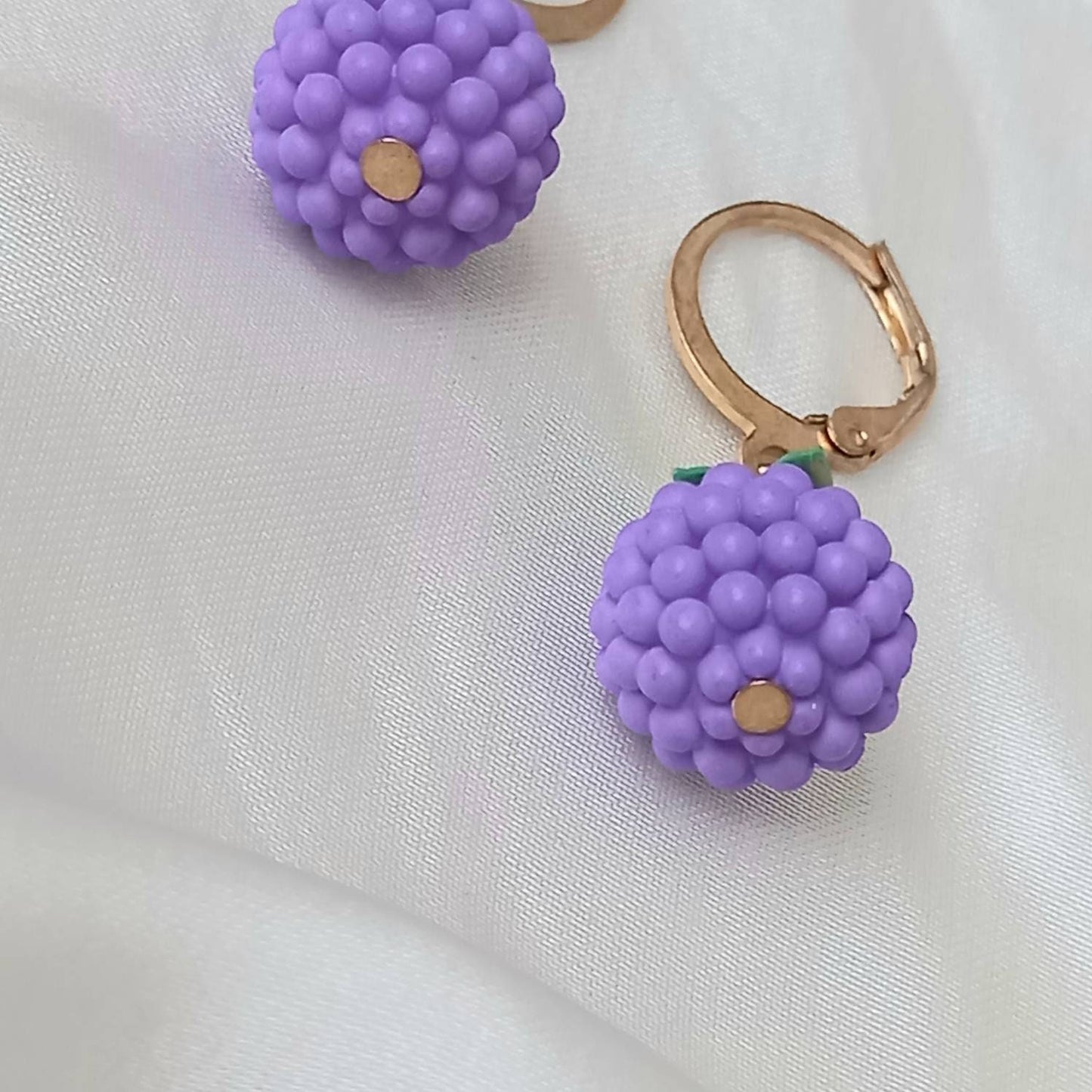 Purple Flower Drop Earrings - Purple Flower Earrings,Flower Jewlellery,Gold Earrings,Purple Jewellery,Earrings In the UK,Jewellery In The UK