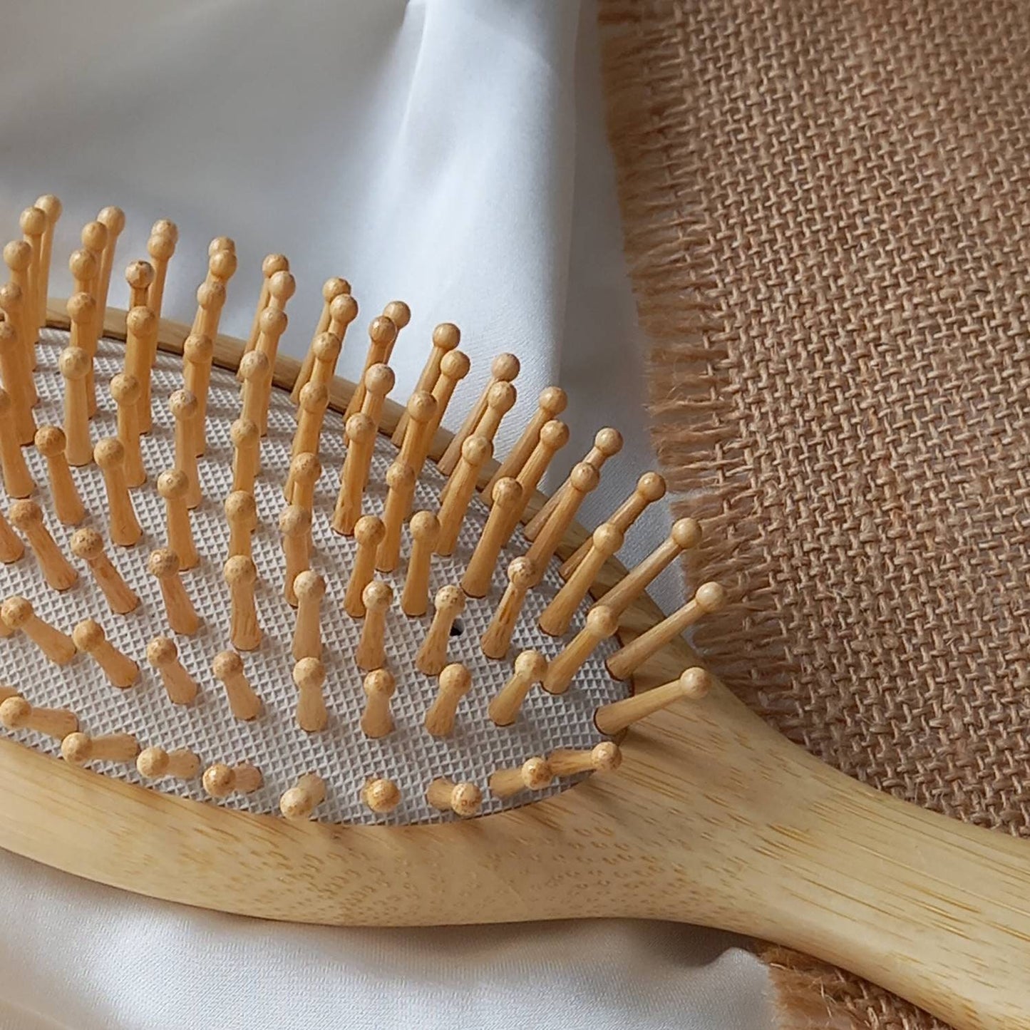 Sustainable Natural Wooden Bamboo Hair Brush - eco friendly, detangling brush, massage comb, healthy, growing hair, antistatic hair brush