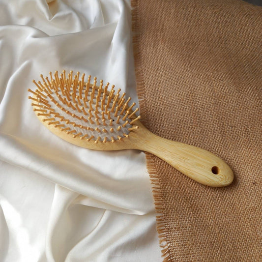 Sustainable Natural Wooden Bamboo Hair Brush - eco friendly, detangling brush, massage comb, healthy, growing hair, antistatic hair brush