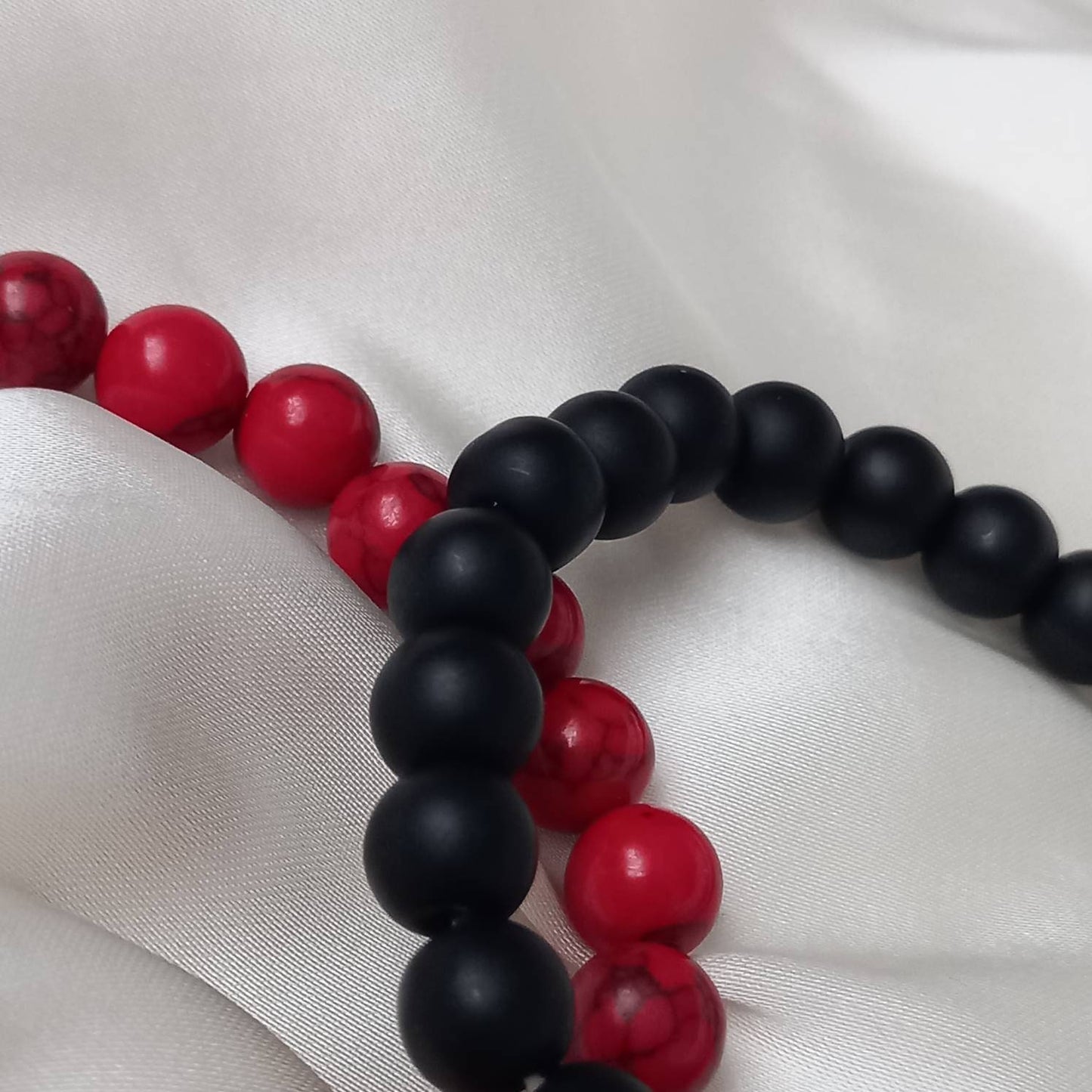 2 Matching Friendship Bead Bracelets - Bead Jewellery, Friendship Accessories, Bead Bracelets, Cute Bracelet, Black & Red Jewellery