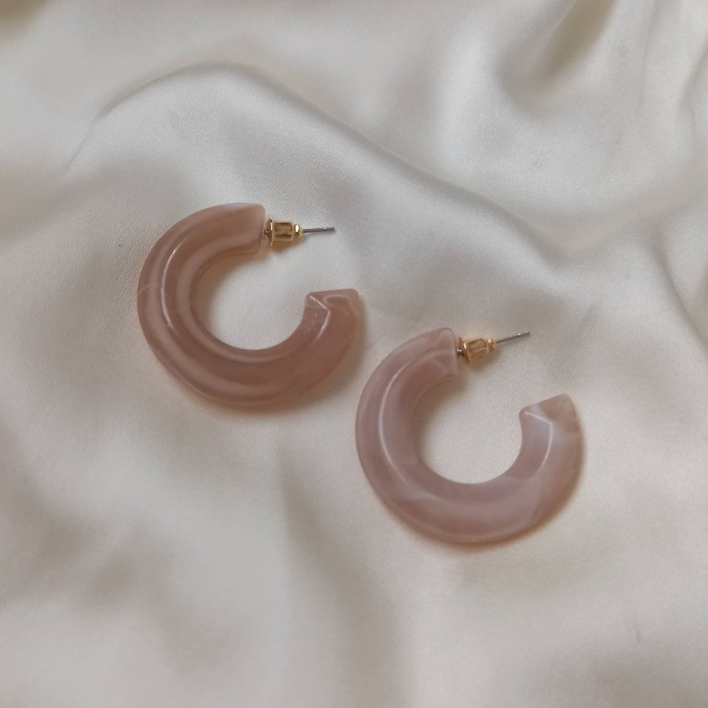 Chunky Pink Resin Hoop Earrings -  Resin Earrings, Chunky Hoop Earrings, Baby Pink Earrings, Thick Resin Earrings, Earrings In The UK