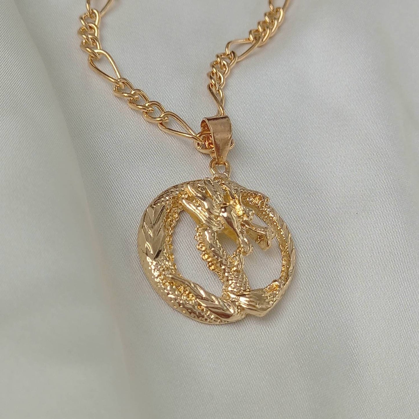 Gold Dragon Necklace - Dragon Jewellery, Chunky Gold Necklace, Everyday Necklaces in the UK, Dragon Jewellery In The UK, Gifts For Her