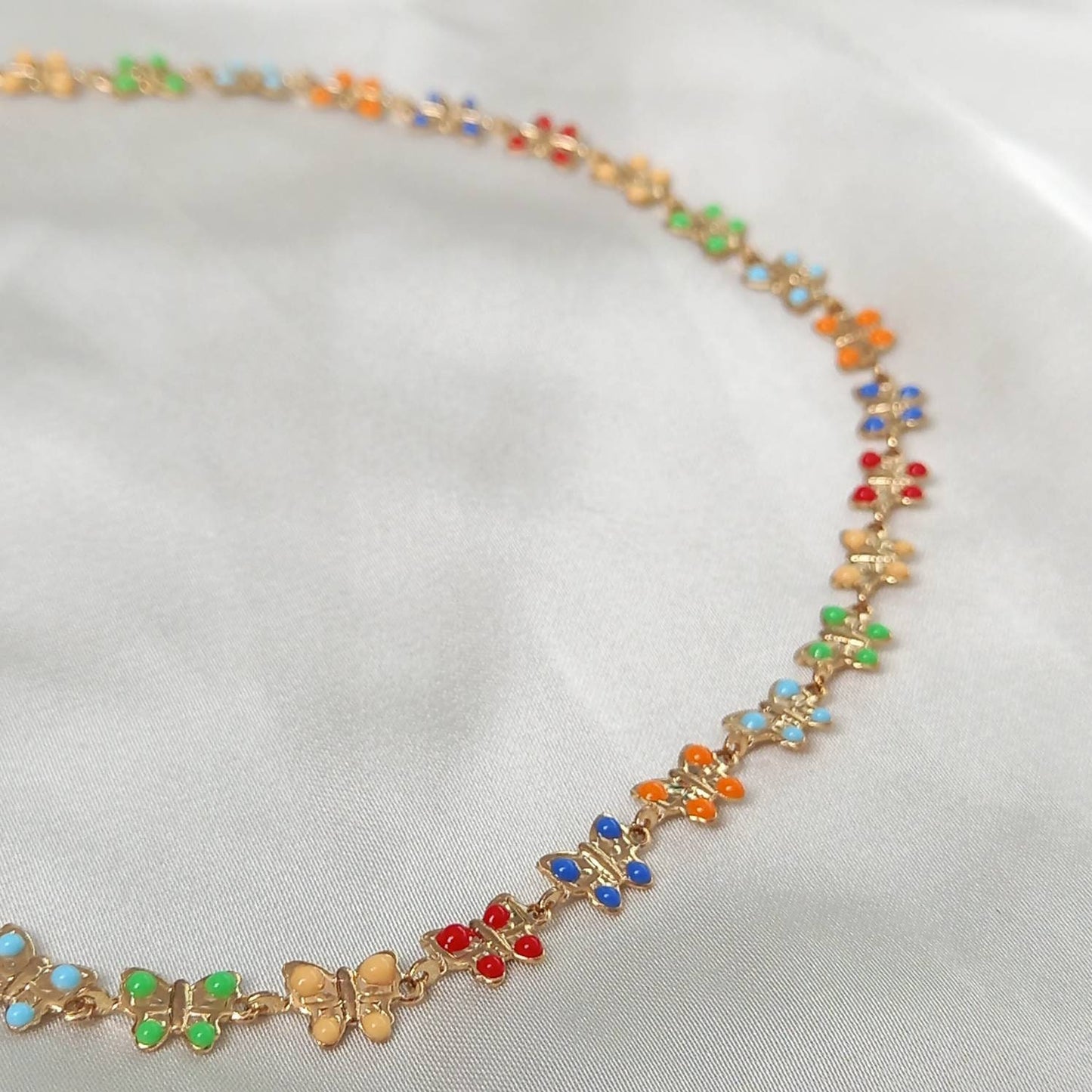 Gold Butterfly Choker Necklace - Gold Choker Necklace, Colourful Butterfly Charm Necklace, Choker Necklace In The UK, Jewellery In The UK