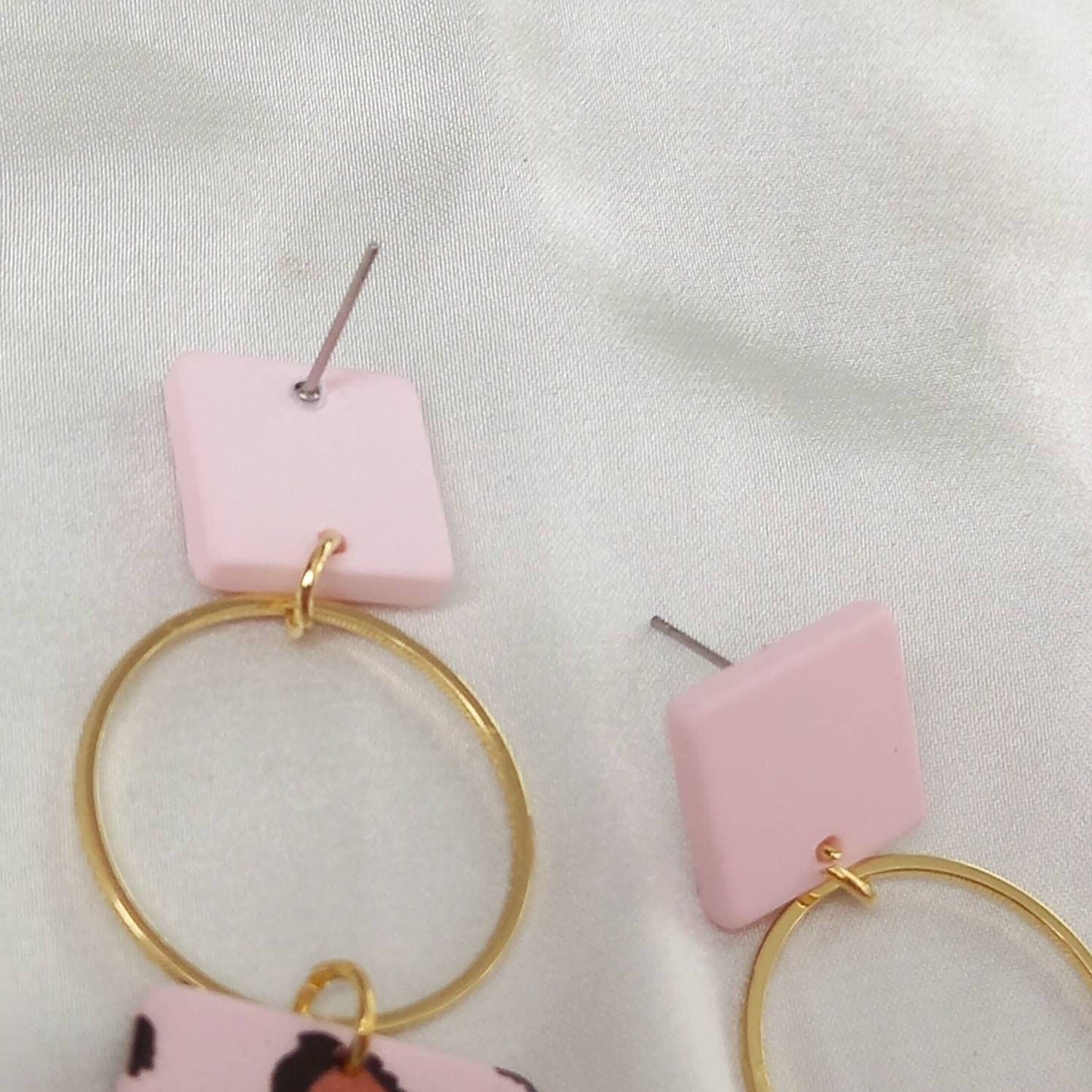 Pink Leopard Print Drop Earrings - Lightweight Earrings, Pink & Gold Earrings, Pink Earrings In The UK, Pink Drop Earrings In The UK