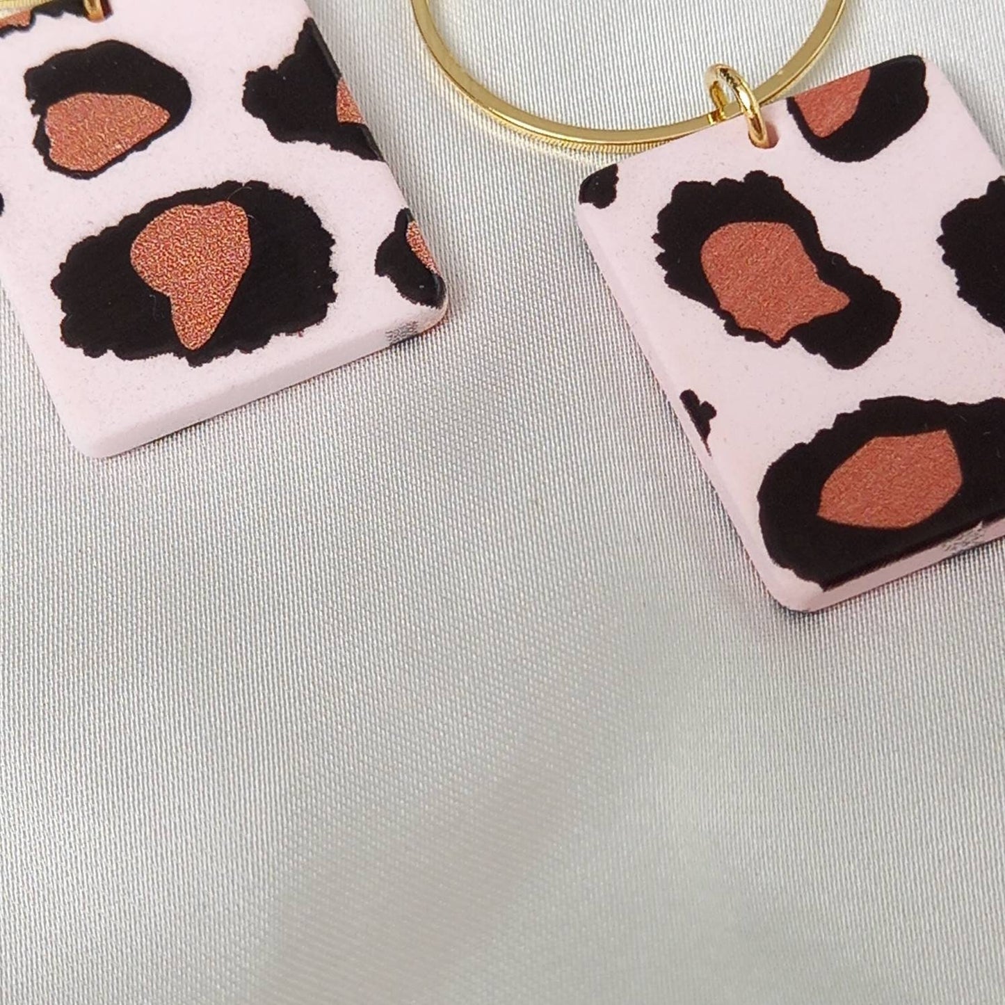 Pink Leopard Print Drop Earrings - Lightweight Earrings, Pink & Gold Earrings, Pink Earrings In The UK, Pink Drop Earrings In The UK