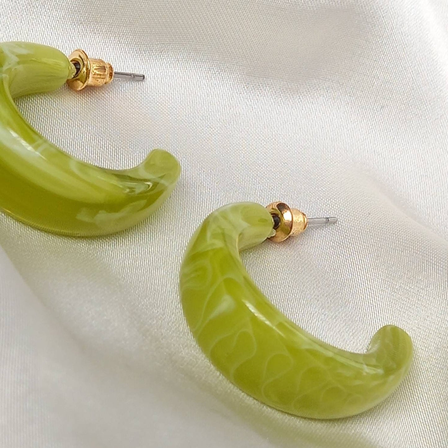 Chunky Green Resin Hoop Earrings -  Resin Earrings, Chunky Hoop Earrings, Thick Resin Earrings, Earrings In The UK, Hoop Earrings In The UK