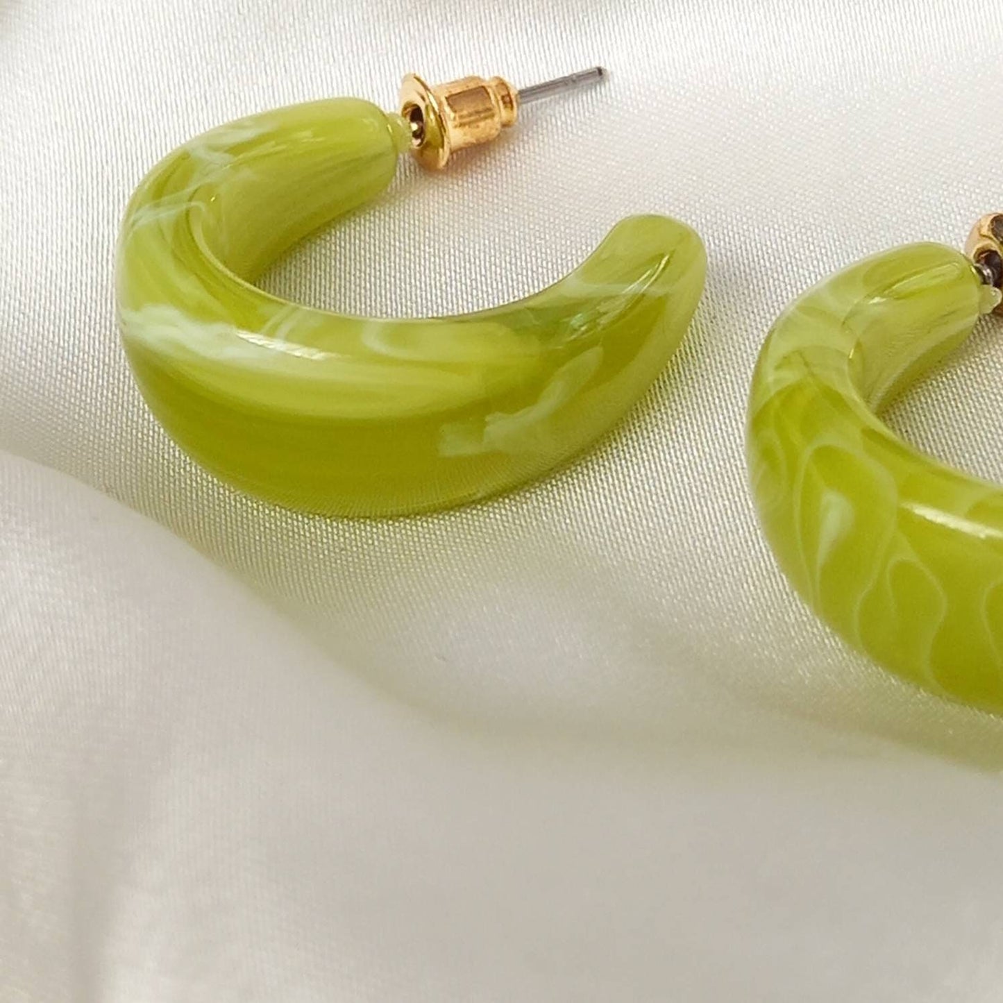 Chunky Green Resin Hoop Earrings -  Resin Earrings, Chunky Hoop Earrings, Thick Resin Earrings, Earrings In The UK, Hoop Earrings In The UK