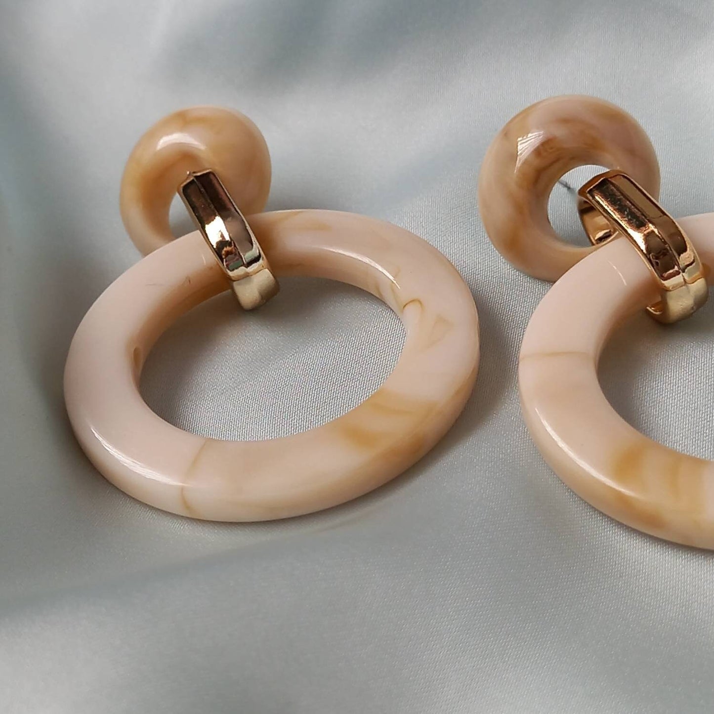 Large Hoop Drop Earrings -  Earrings In The UK, Jewellery In The UK, Cream Earrings, Chunky Earrings, Chunky Jewellery, Large Hoop Earrings