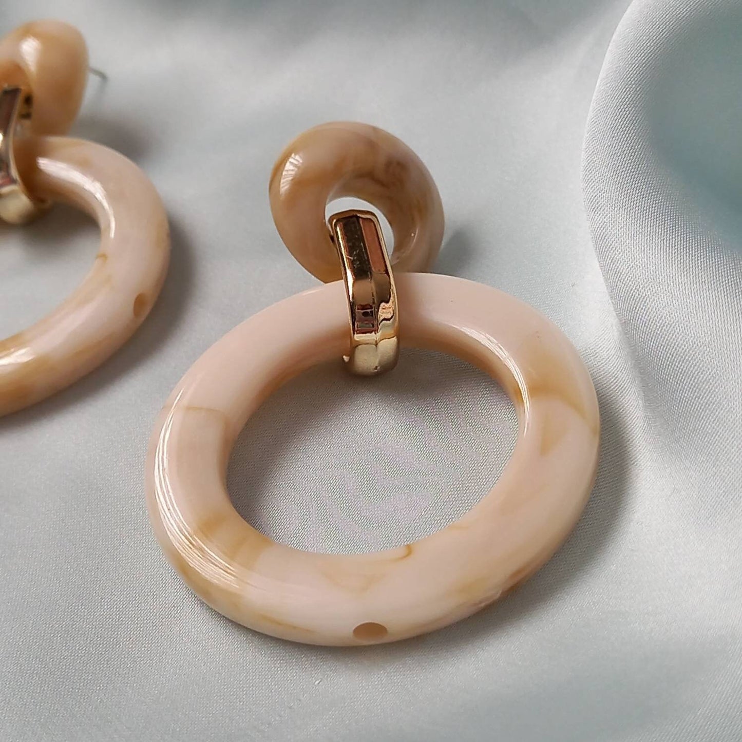 Large Hoop Drop Earrings -  Earrings In The UK, Jewellery In The UK, Cream Earrings, Chunky Earrings, Chunky Jewellery, Large Hoop Earrings