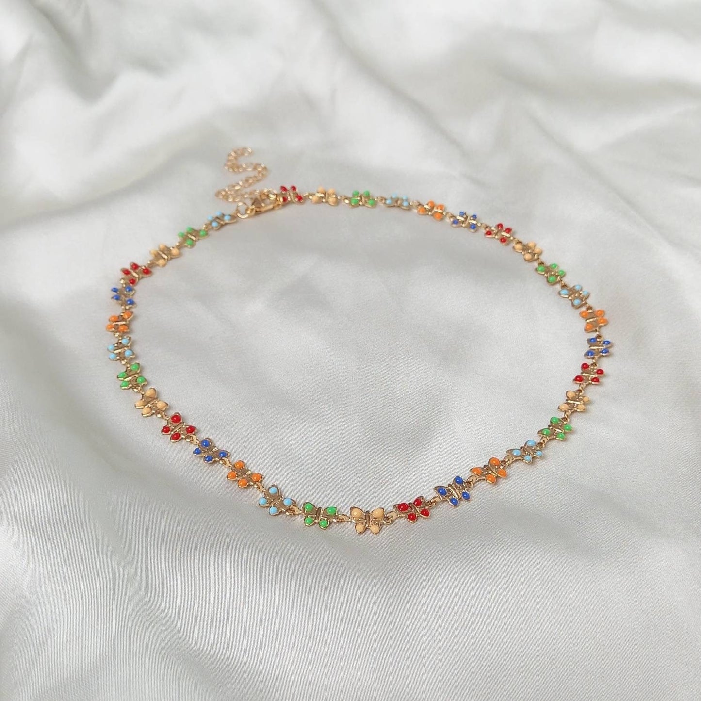 Gold Butterfly Choker Necklace - Gold Choker Necklace, Colourful Butterfly Charm Necklace, Choker Necklace In The UK, Jewellery In The UK