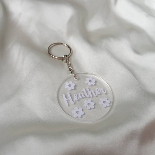 Personalised Retro Flower Keychain -  Personalised Keychain,70's Style Design,Vintage Style Keychain,Retro Keychain,Funky Keychain,Keyring