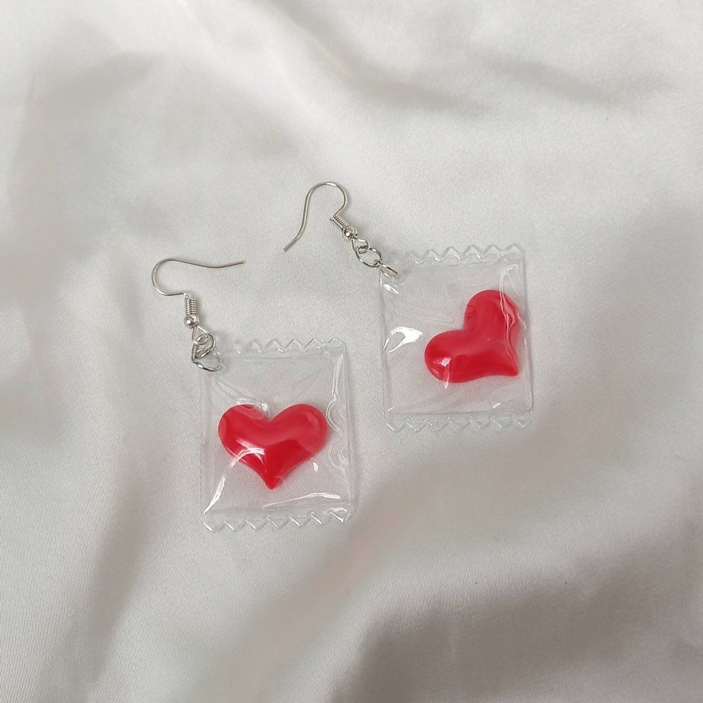 Red Heart Sweets Earrings -  Sweet Earrings,Novelty Earrings,Heart Earrings,Red Earrings,Funky Earrings,Unique Earrings,Earrings In The UK