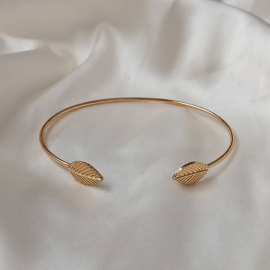 Gold Leaf Bangle Bracelet - Gold Jewellery, Accessories, Gold Bangle, Bangle Jewellery,Minimal Bangle Bracelet,Gift For Her,Modern Jewellery