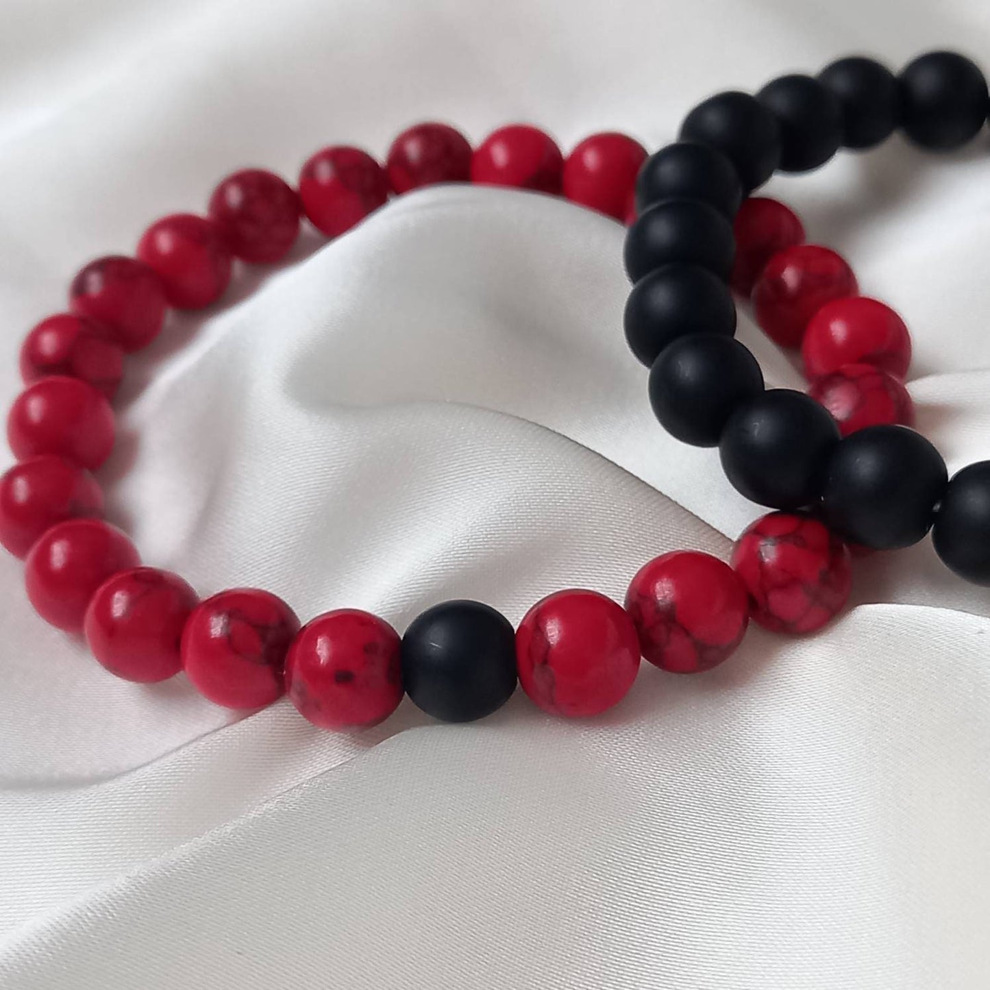 2 Matching Friendship Bead Bracelets - Bead Jewellery, Friendship Accessories, Bead Bracelets, Cute Bracelet, Black & Red Jewellery