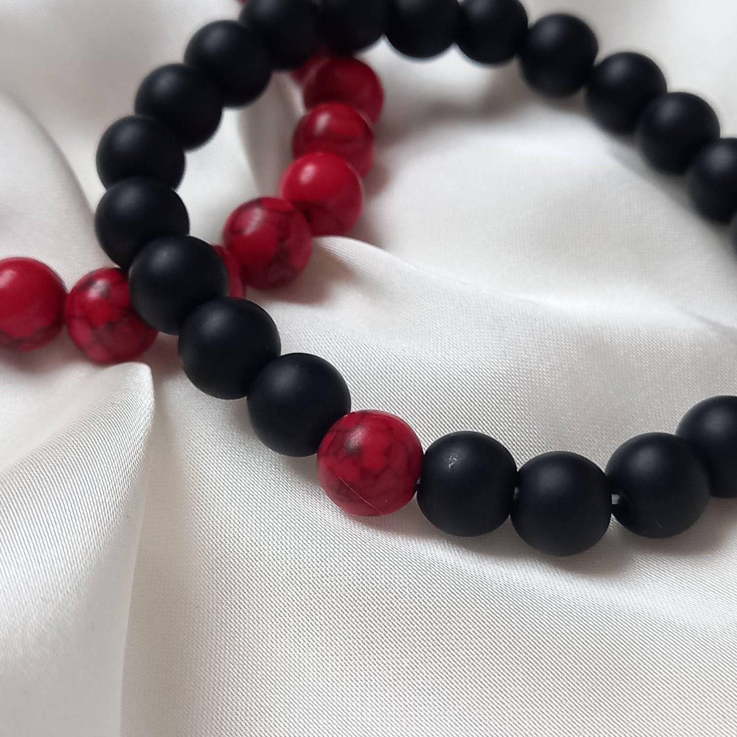 2 Matching Friendship Bead Bracelets - Bead Jewellery, Friendship Accessories, Bead Bracelets, Cute Bracelet, Black & Red Jewellery