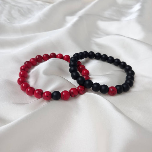 2 Matching Friendship Bead Bracelets - Bead Jewellery, Friendship Accessories, Bead Bracelets, Cute Bracelet, Black & Red Jewellery